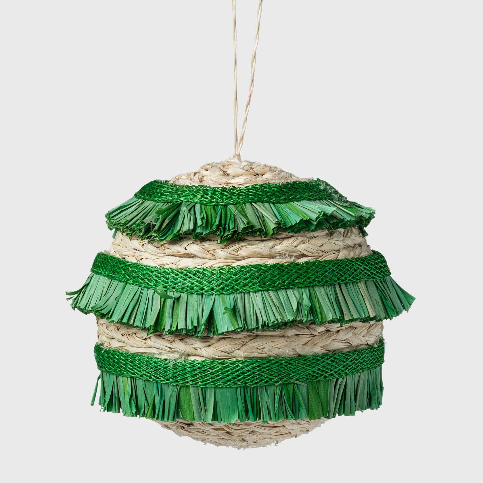 Ruffle Straw Balls, Set Of Four, Green