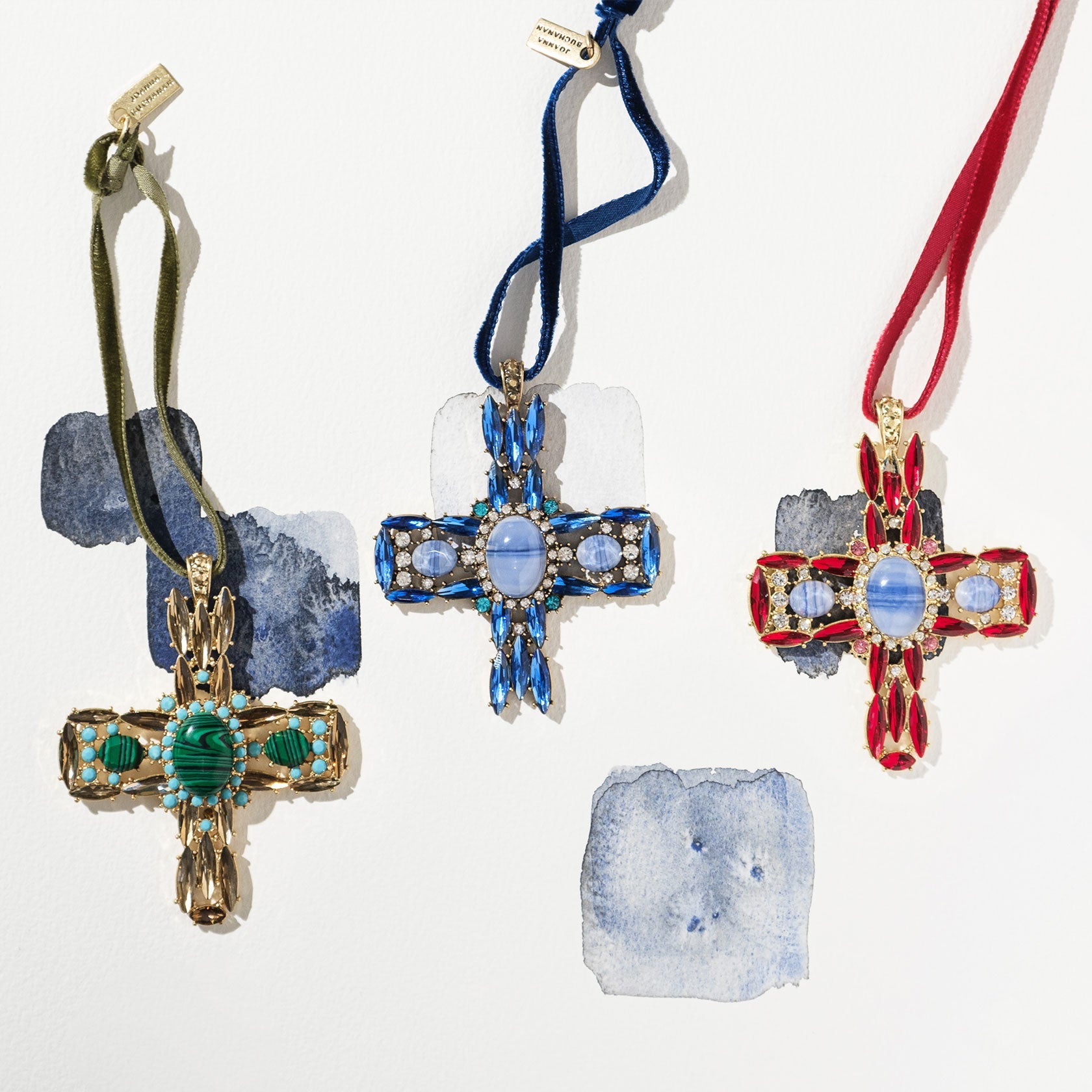 Jeweled Cross Hanging Ornament Set