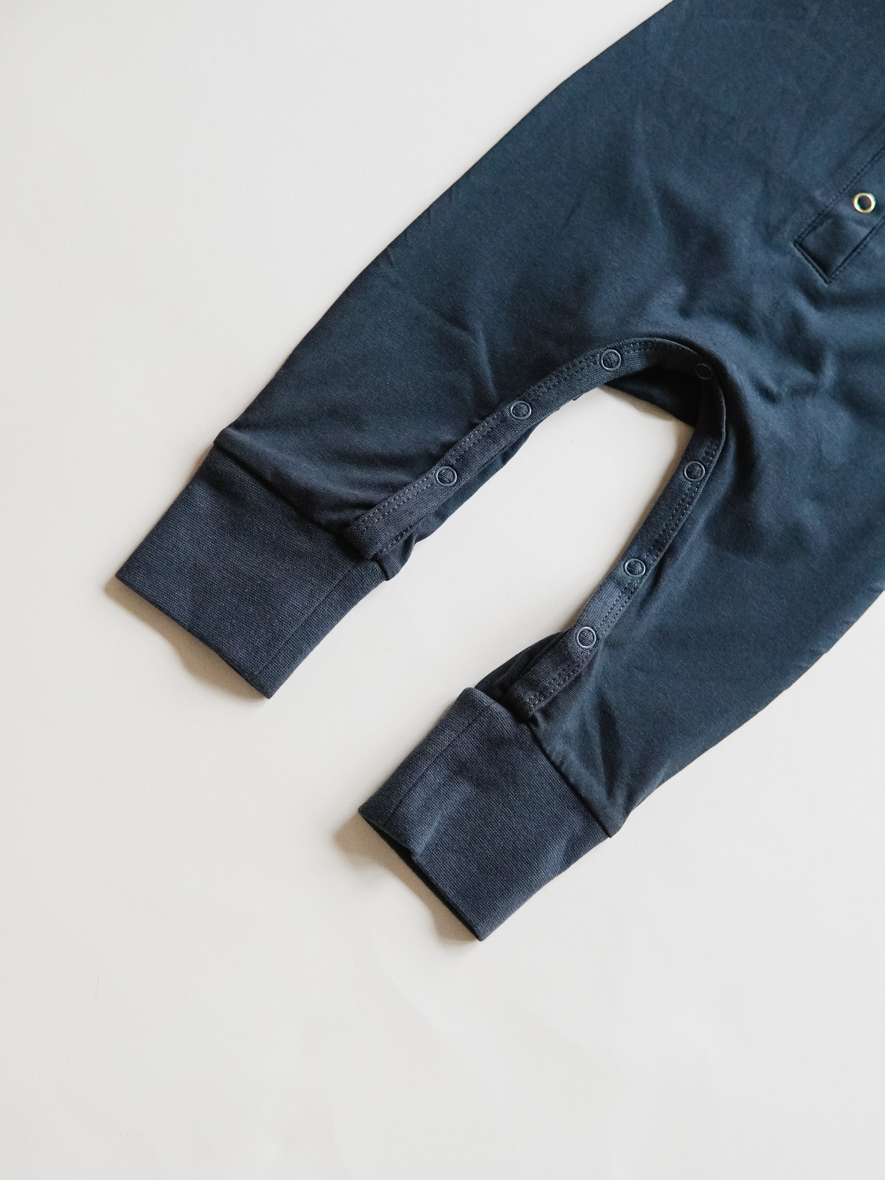 Short Sleeve Henley Romper - Off-black