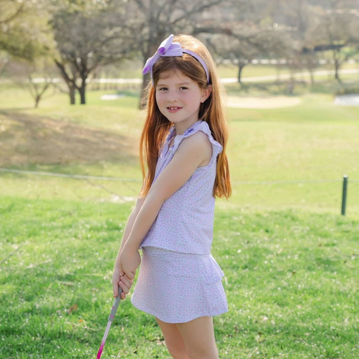 Ellie Girls' Sleeveless Performance Top By Lh Sport - Petal Party Lavender