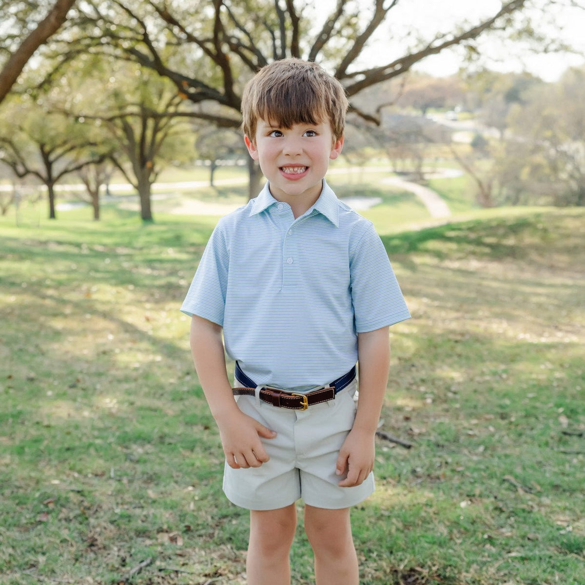 Will Boys' Performance Polo By Lh Sport - Club Stripe Blue Green