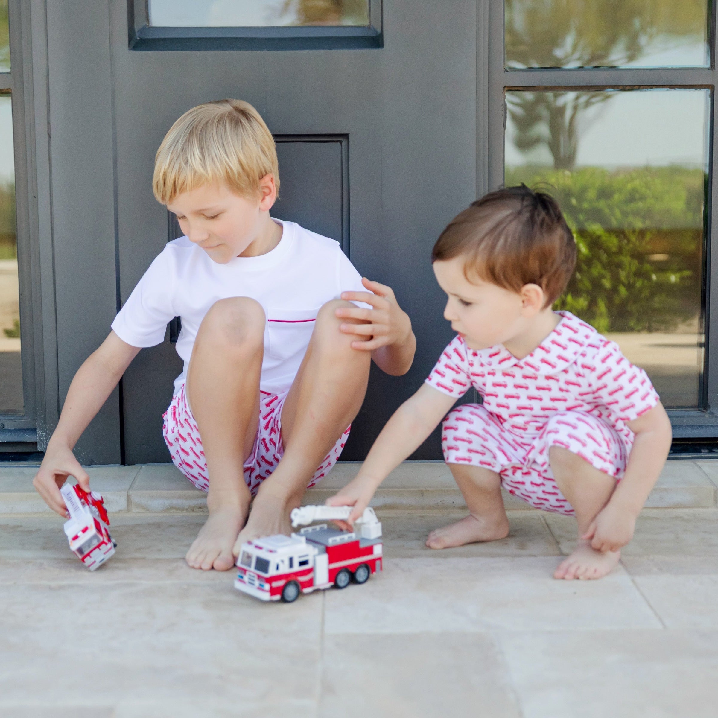 Henry Boys' Pima Cotton Shortall - Fire Truck Red