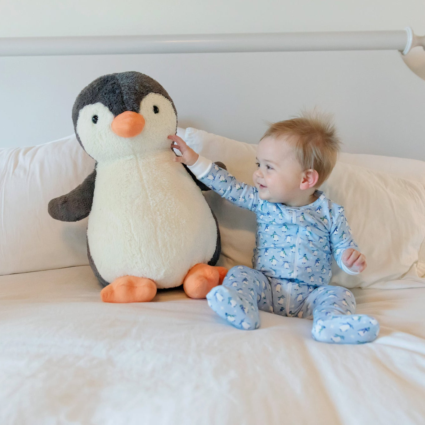 Parker Boys' Zipper Pajama Penguin Party Blue