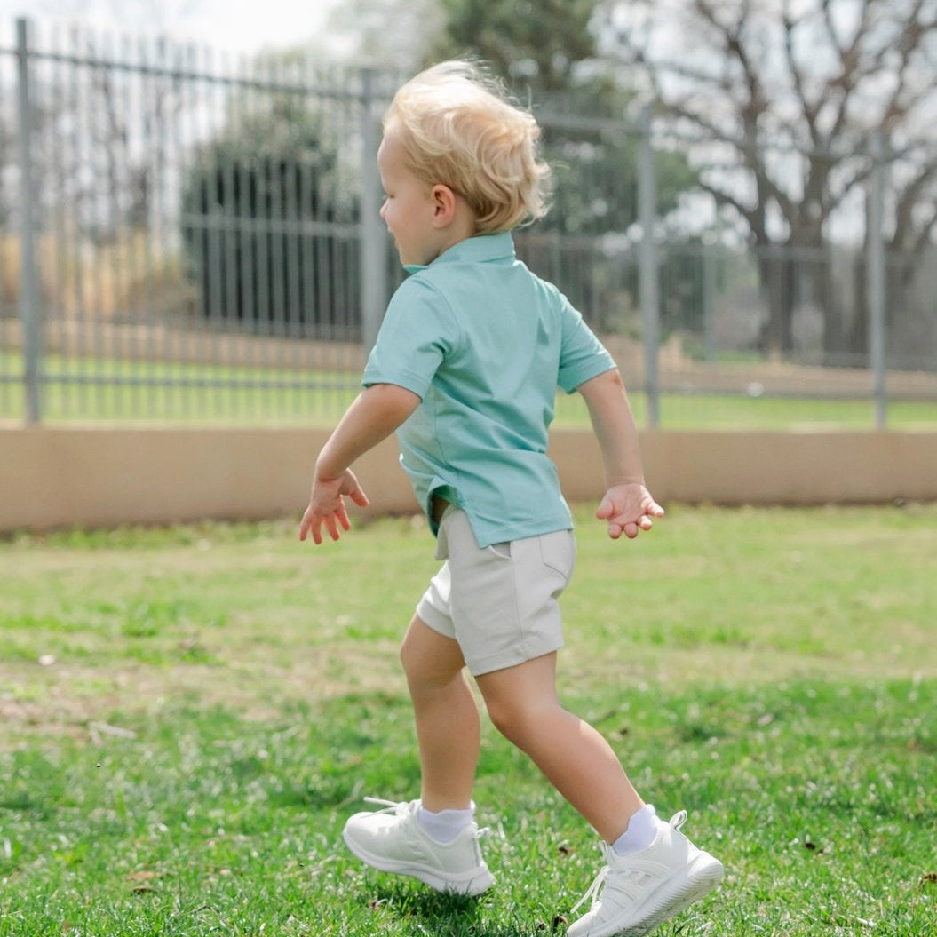 Will Boys' Golf Performance Polo Shirt - Green Stripes