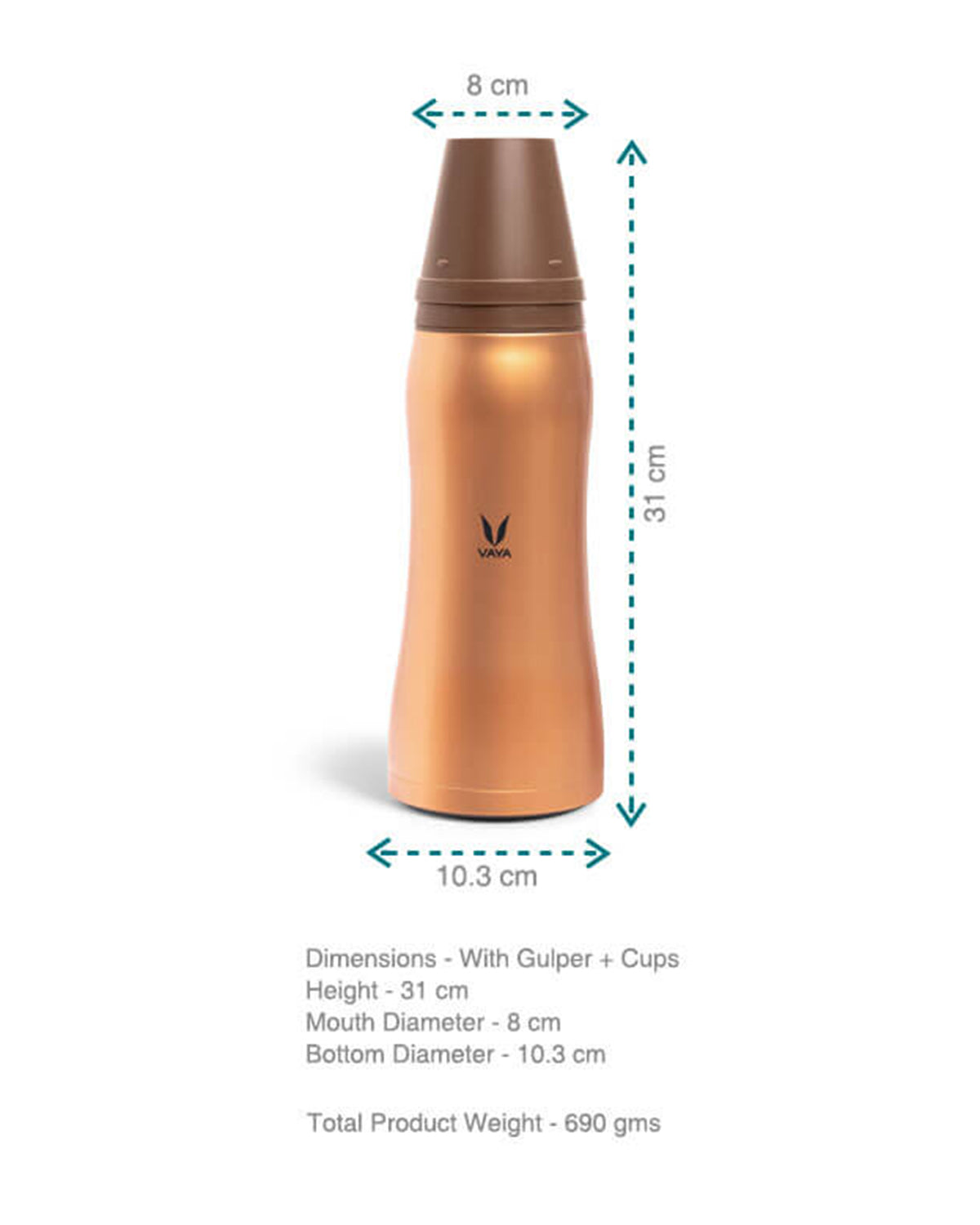 Vaya Drynk - 30.4 Fl. Oz - Saffron - With Gulper Lid + 2 Cups