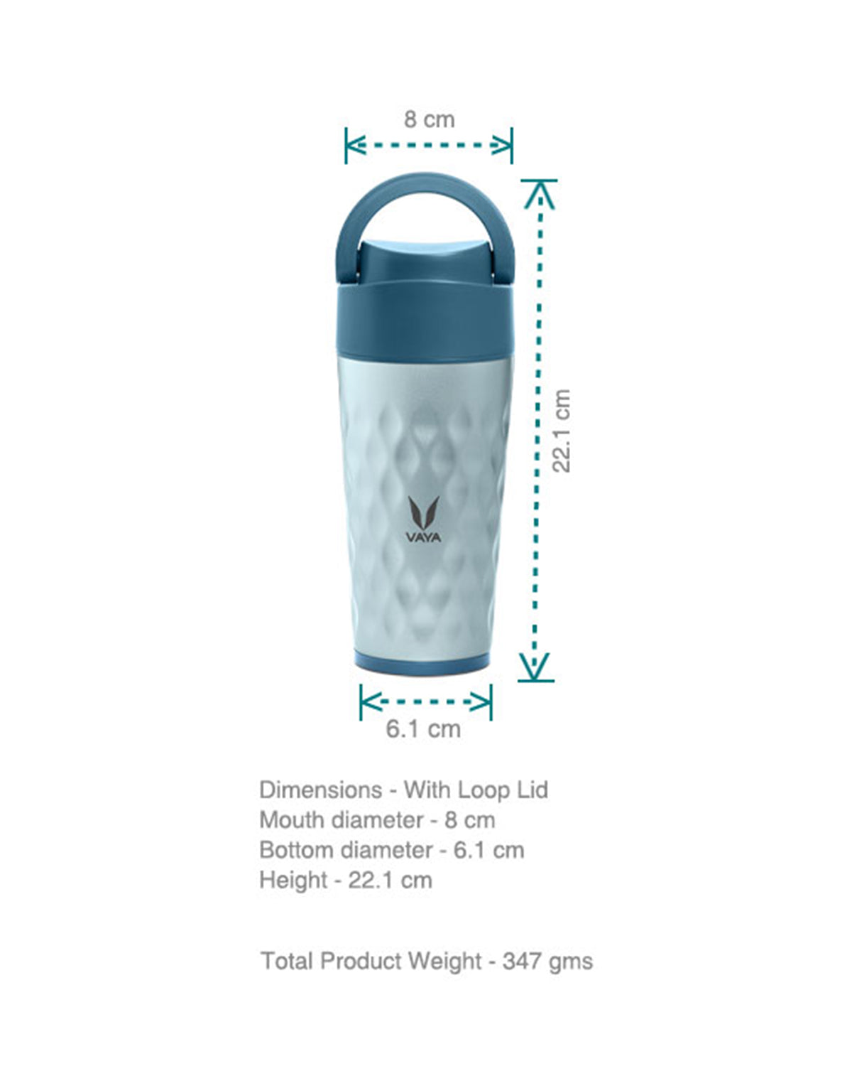 Vaya Drynk - 11.8 Fl.oz - Blue - With Loop Lid