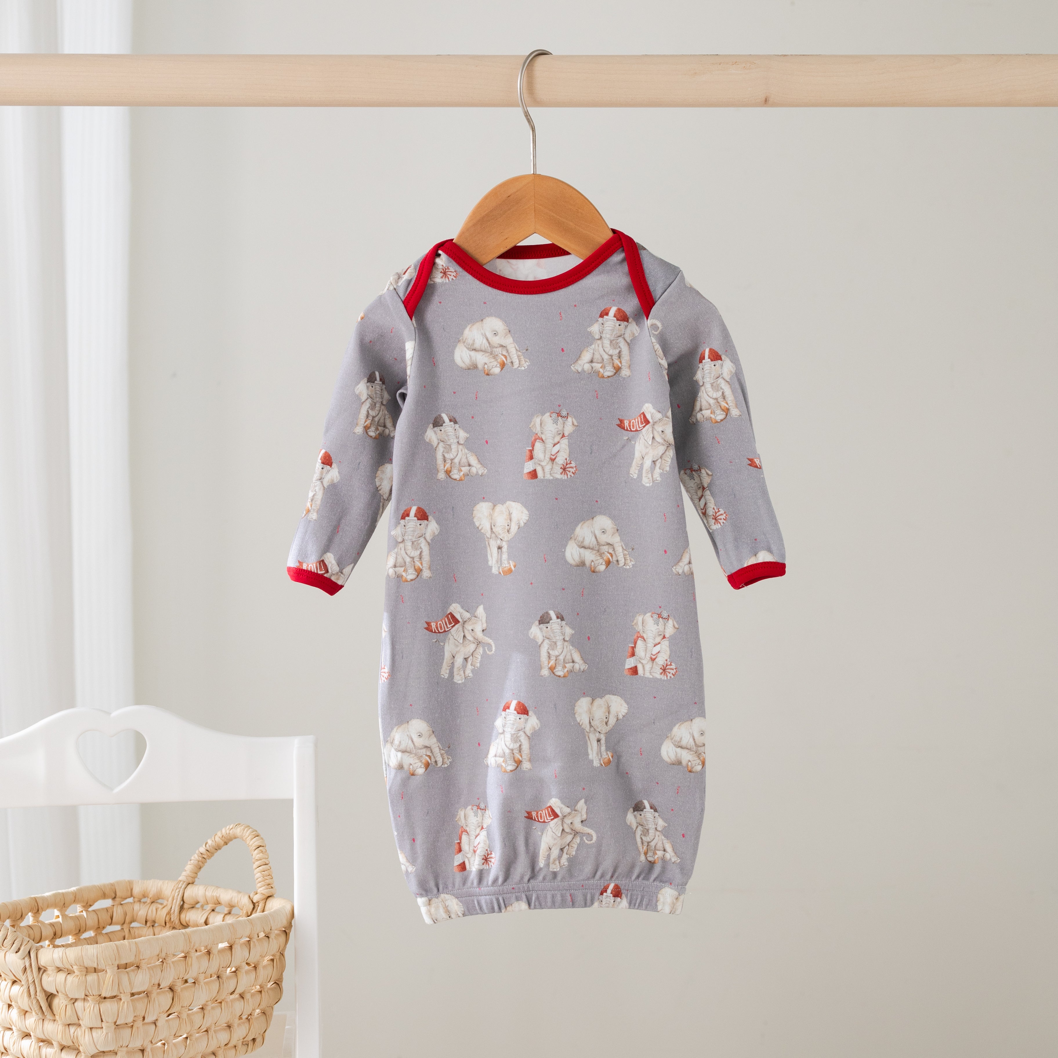 Mvc: Elephants Organic Cotton Kids Pajamas (gray)