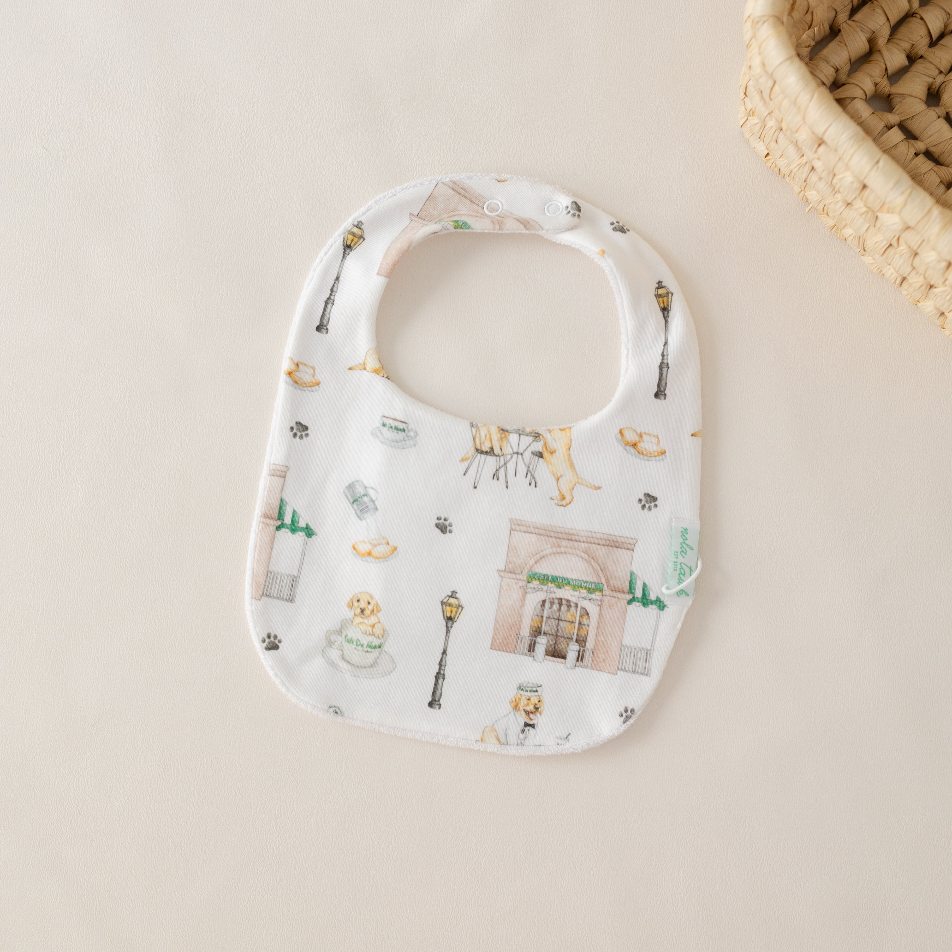 Powdered Sugar And Puppies Organic Cotton Baby Bib