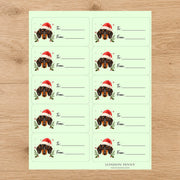 Dachshund Santa Paws Gift Tag Sticker Sheet