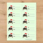 Dachshund Santa Paws Gift Tag Sticker Sheet