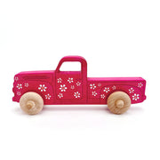 Montessori Educational 9" Pink Daisy Wooden Pickup Truck For Toddlers 1+ Years | Eco-friendly Maple Wood Toy | Made In The Usa 🇺🇸