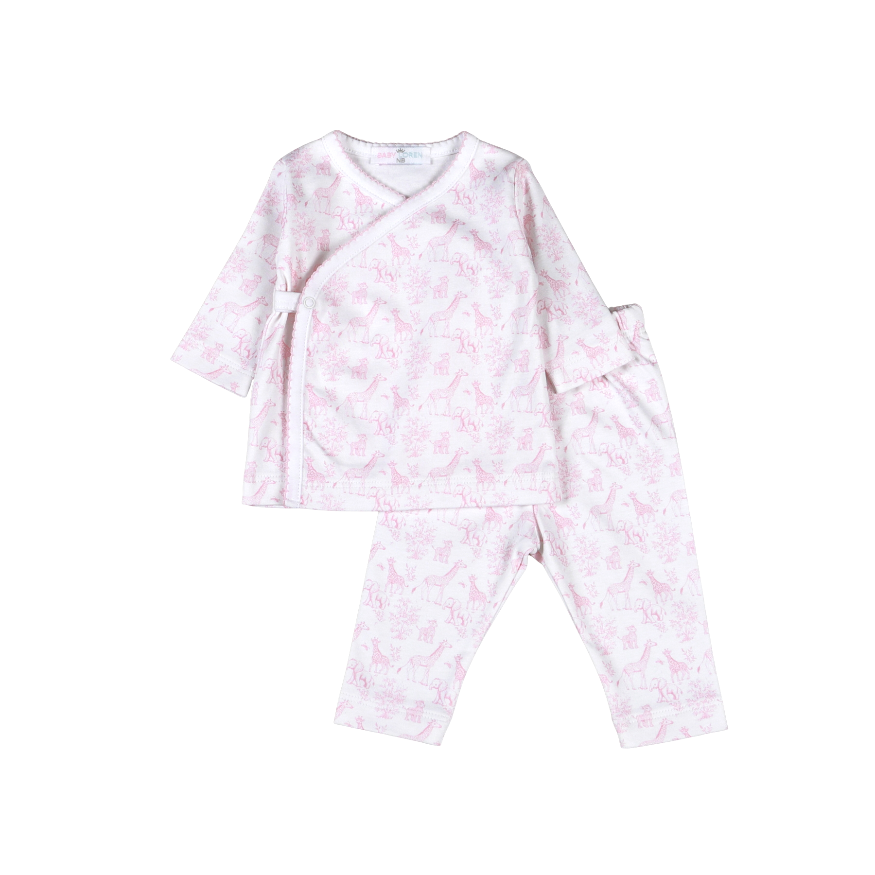 Bsf-120 Pink Baby Safari Pima Kimono Pants Set