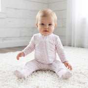 Bsf-114 Pink Baby Safari Pima Zipper Footie