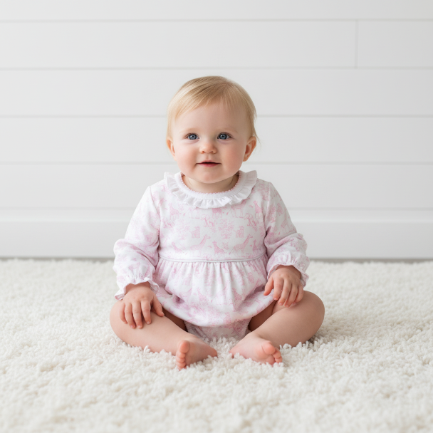 Bsf-130 Pink Baby Safari Pima Ruffled Bubble