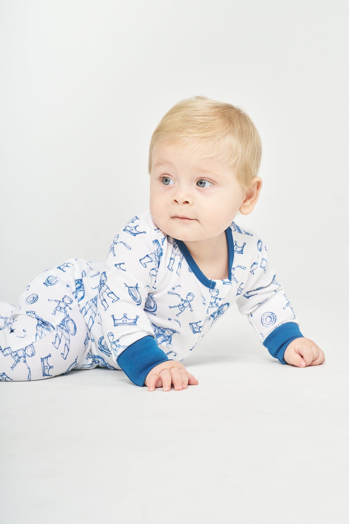 David & Goliath Blue Pj Footed Onesie Cotton