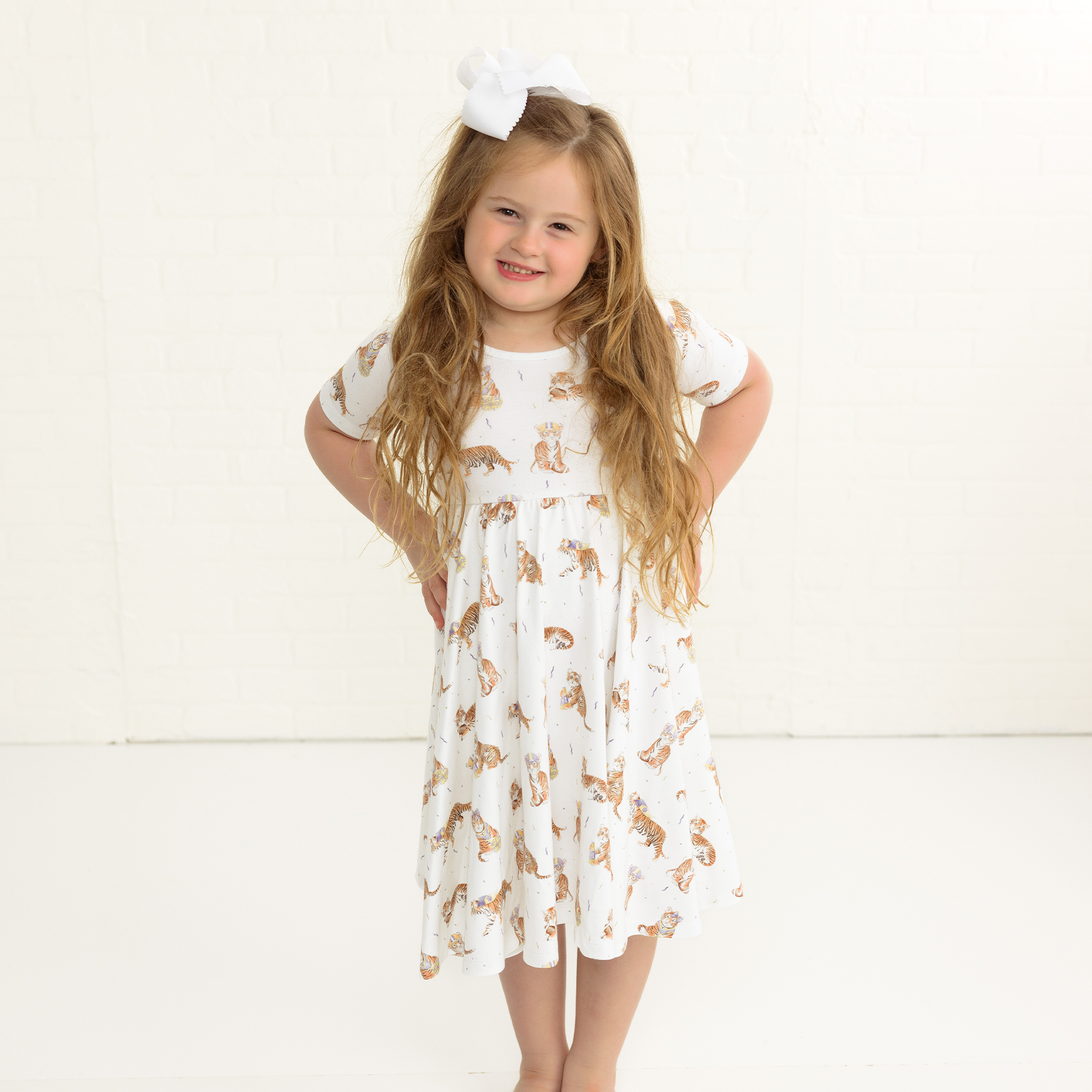 Mvc: Purple Tigers Organic Cotton Twirl Dress