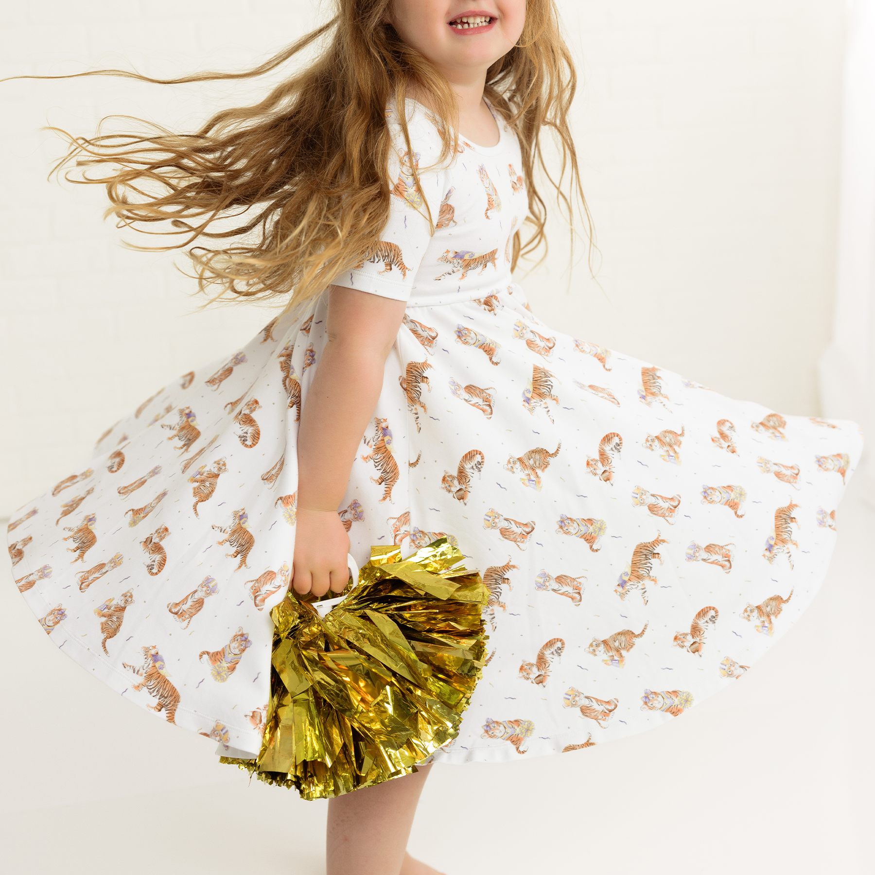 Mvc: Purple Tigers Organic Cotton Twirl Dress