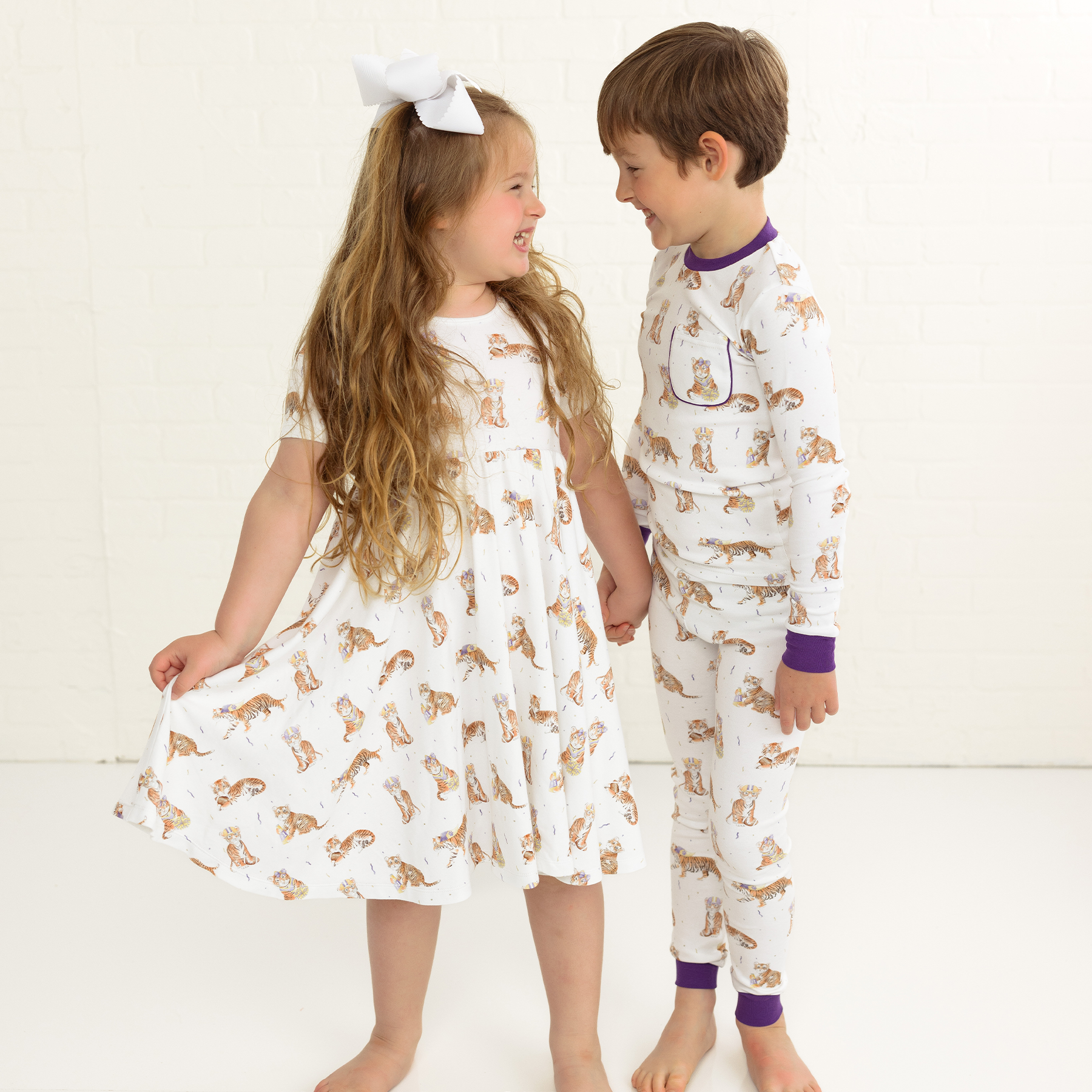 Mvc: Purple Tigers Organic Cotton Twirl Dress
