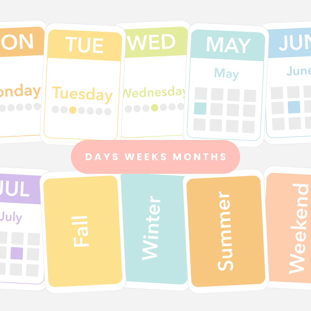 Days, Months, Seasons Flashcards And Magnets
