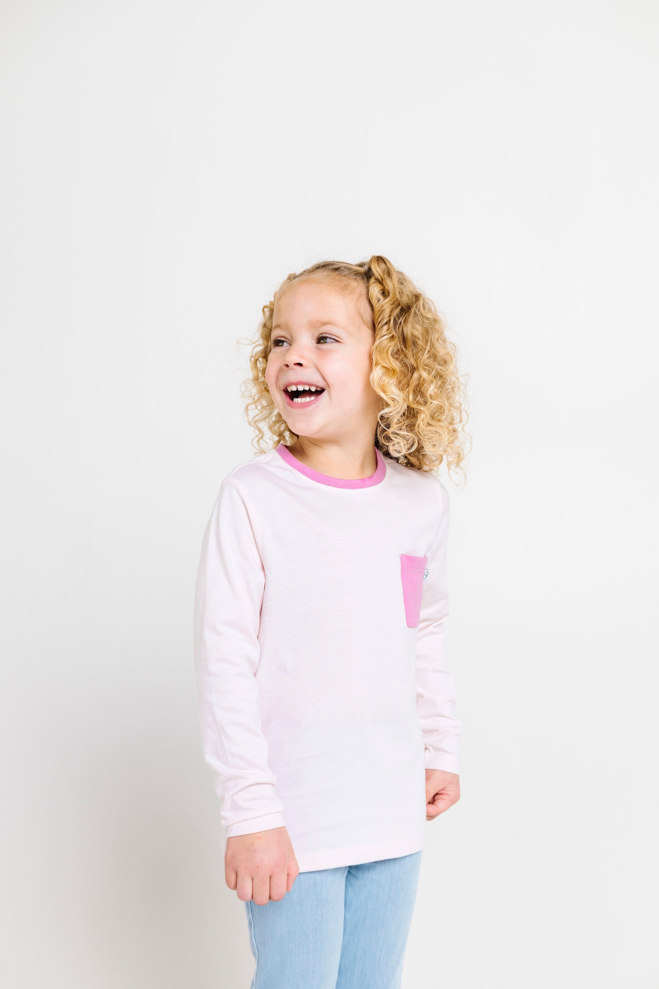 Pink Prayer Pocket Long Sleeve T-shirt Cotton