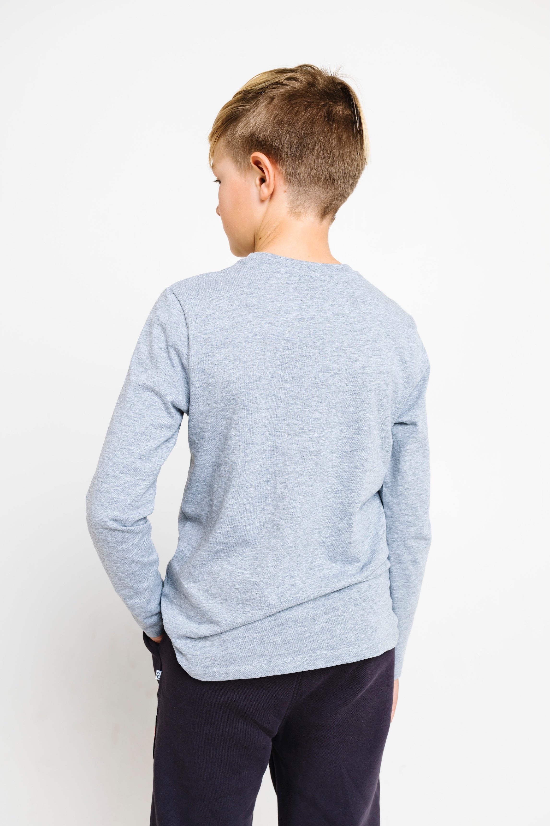 Heather Gray Prayer Pocket Long Sleeve T-shirt Cotton