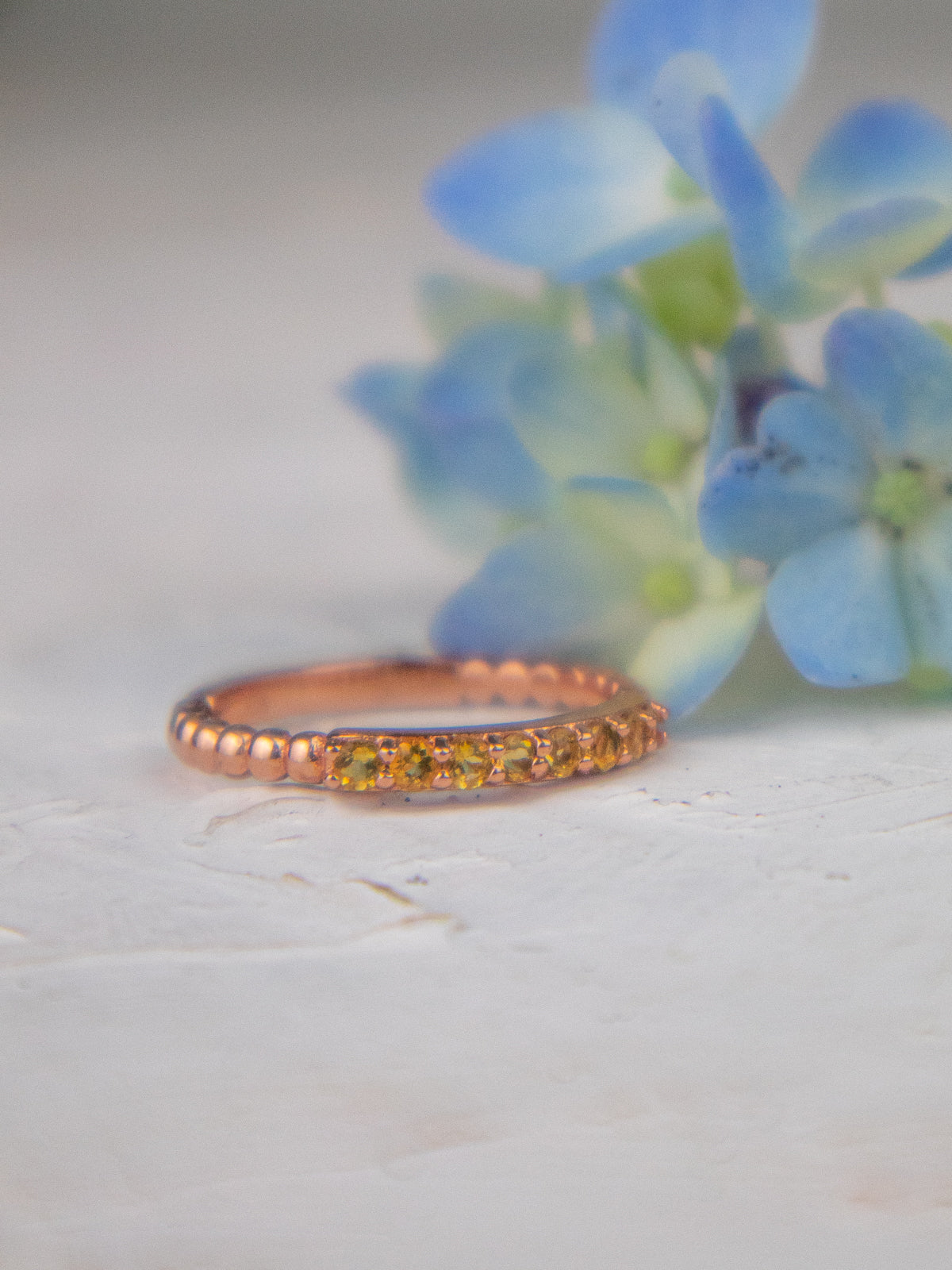 Delicate Rose Gold And Citrine Band