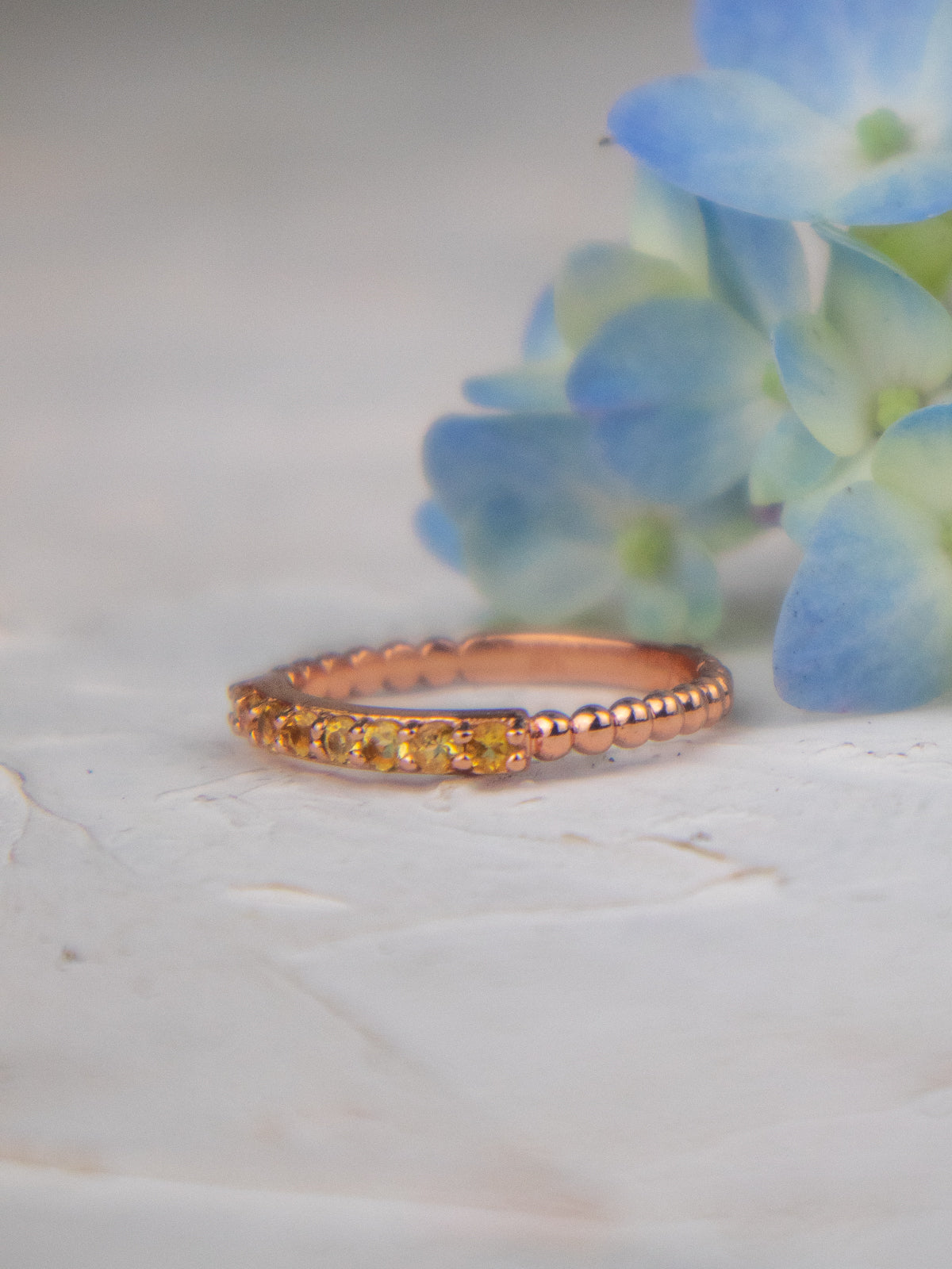 Delicate Rose Gold And Citrine Band