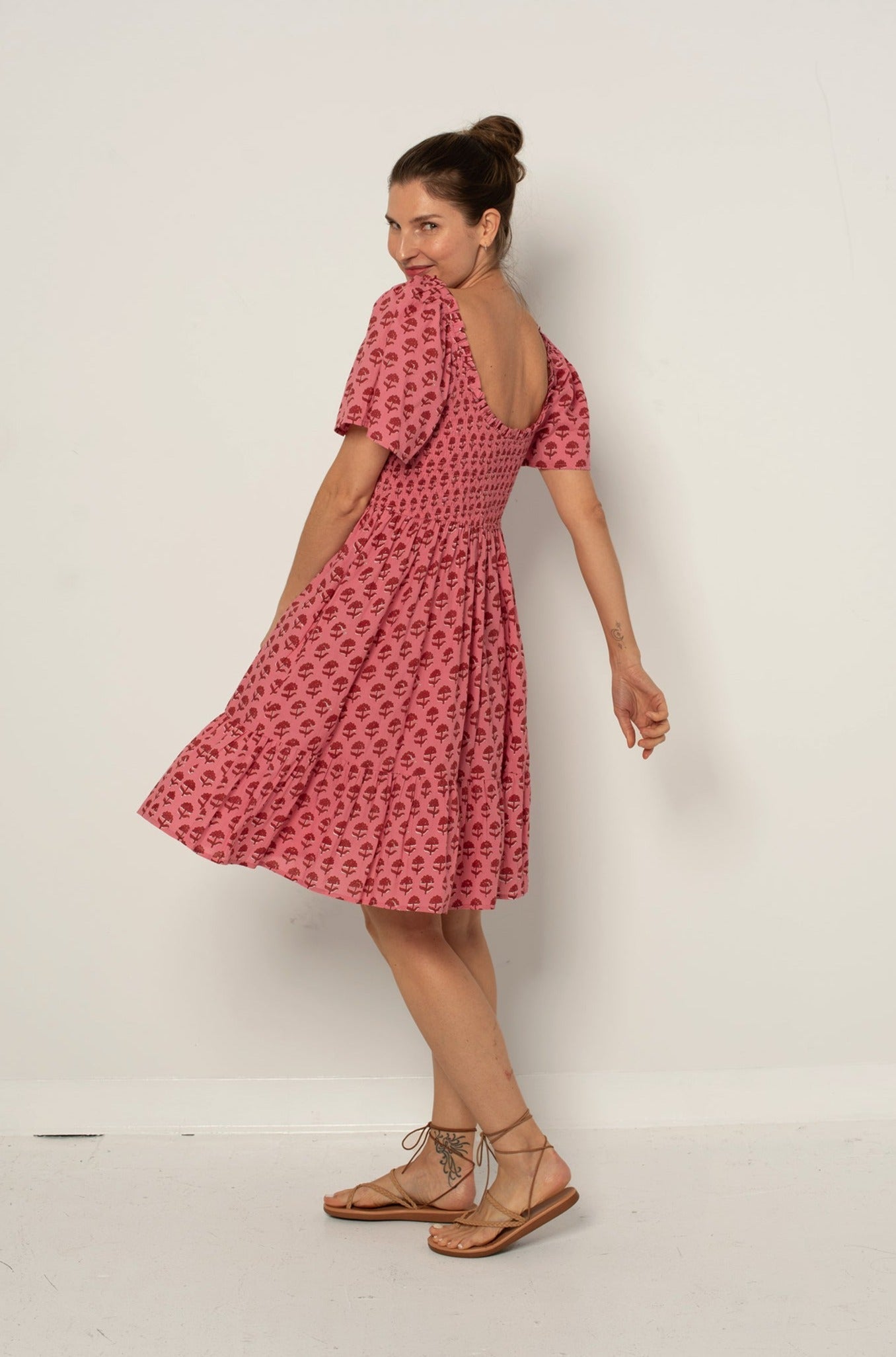 Delilah Dress Red And Pink Hydrangea