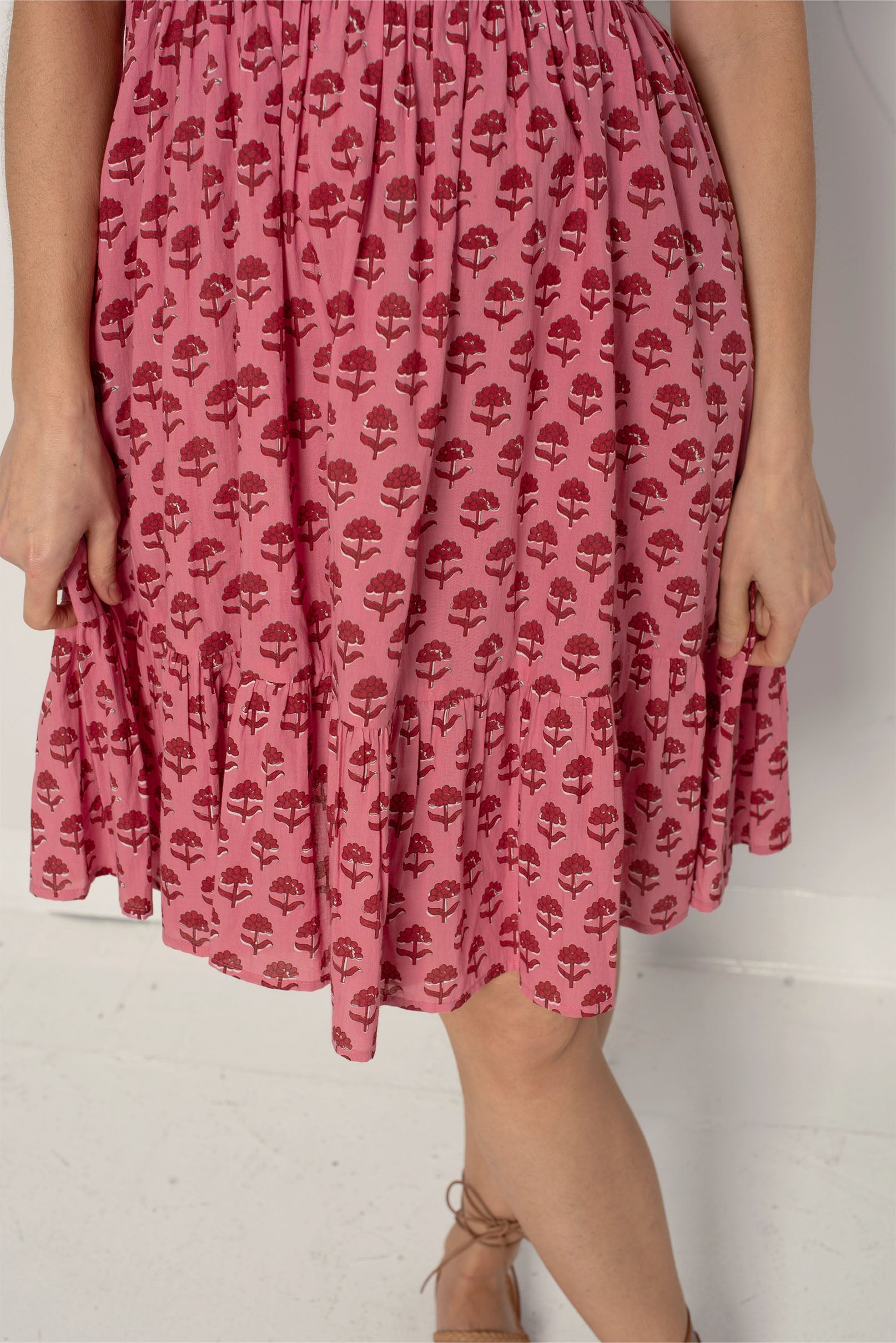 Delilah Dress Red And Pink Hydrangea