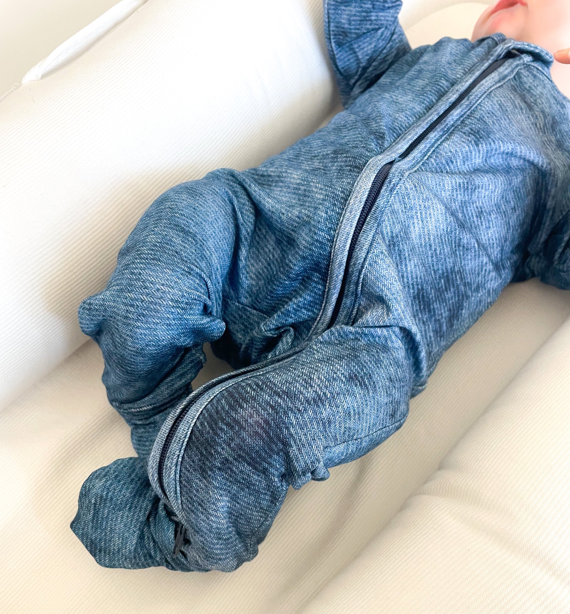 Denim Print | Convertible Bamboo Zip Romper