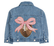 Football Sequin Patch Denim Jacket