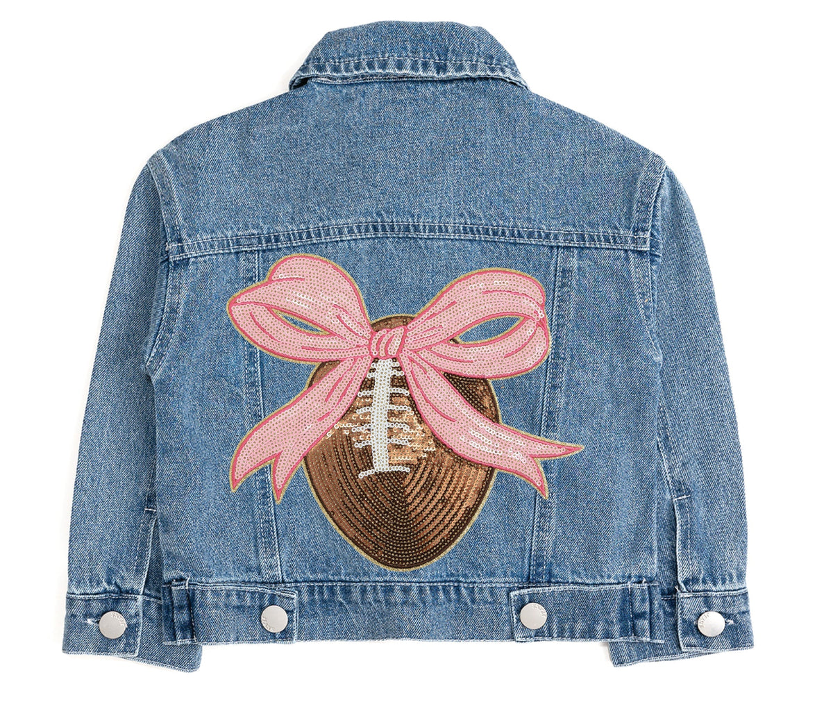 Football Sequin Patch Denim Jacket