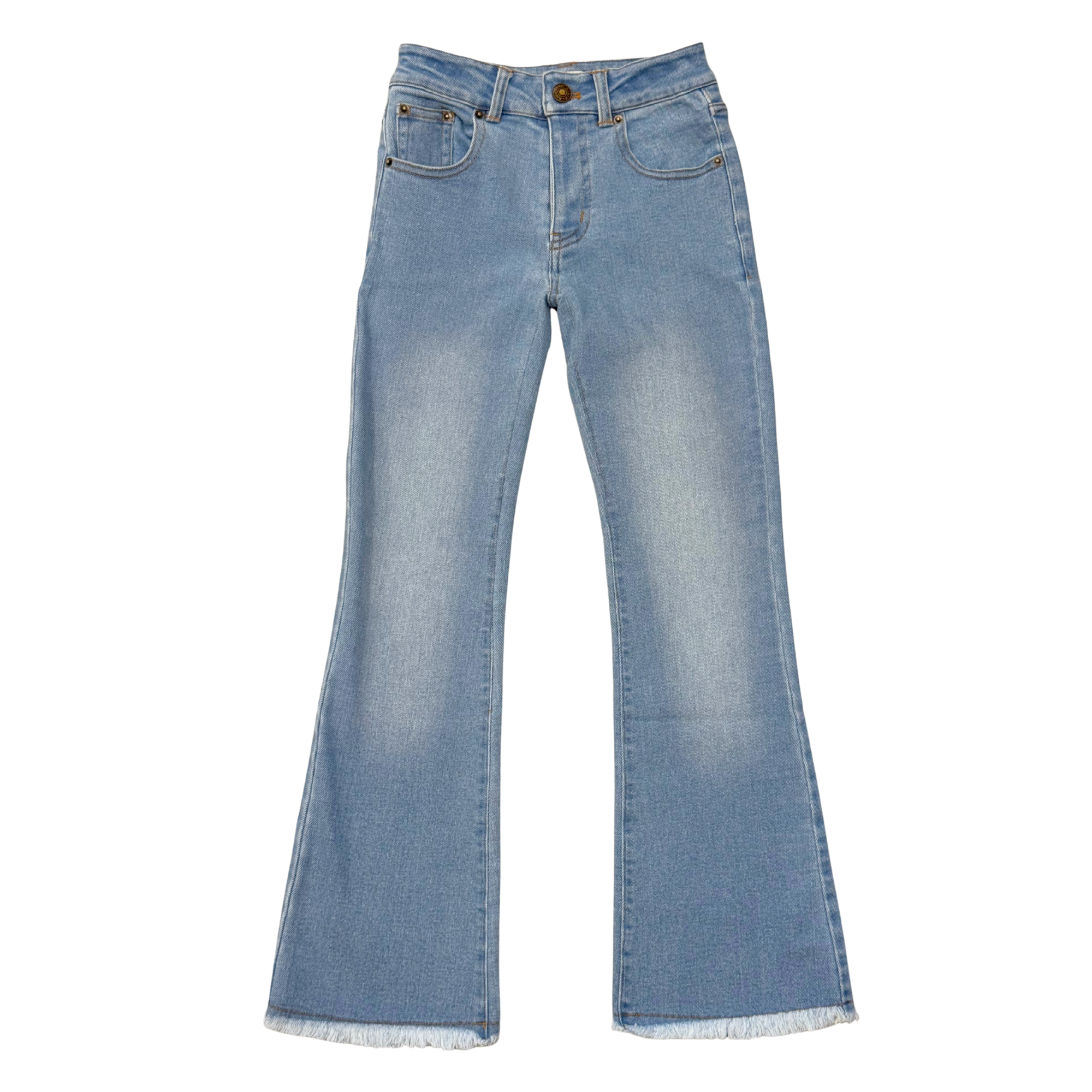 Girls Denim Jeans With Embroidery In Light Vintage Wash