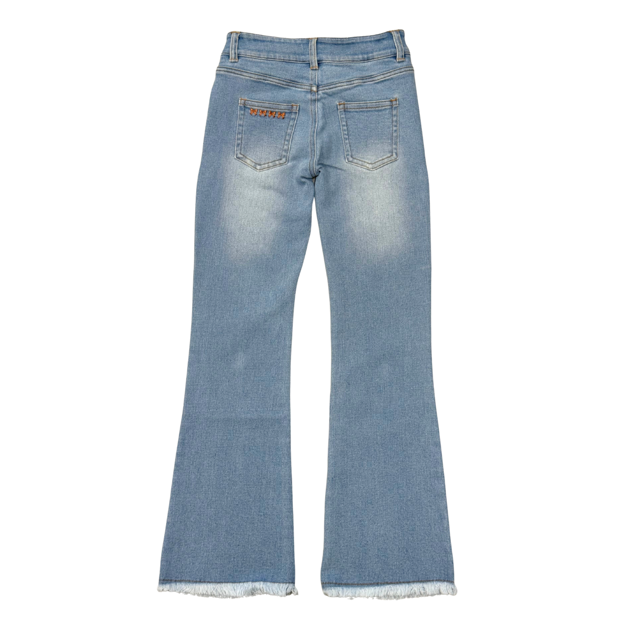 Girls Denim Jeans With Embroidery In Light Vintage Wash