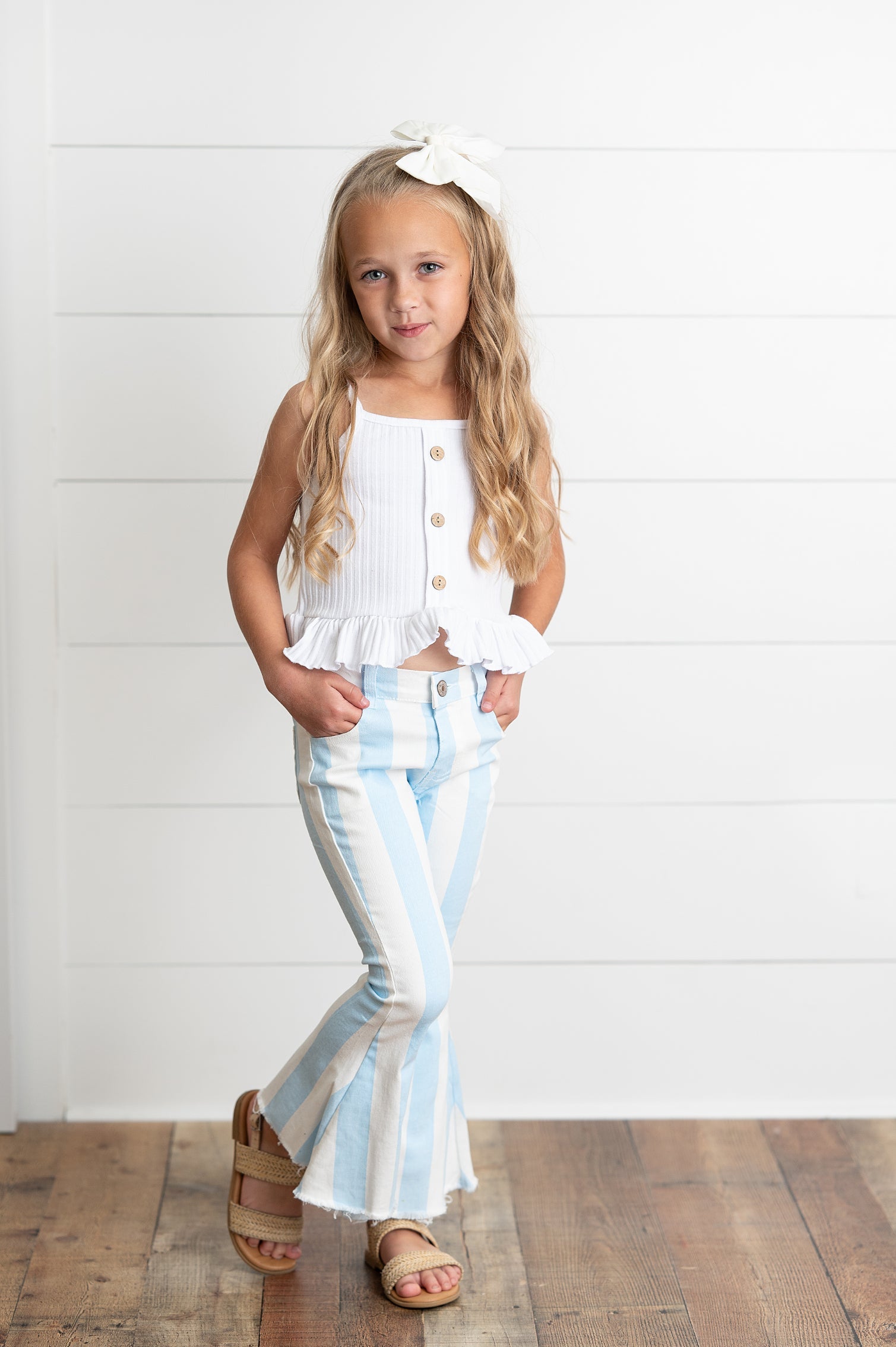 Light Blue Stripe Denim Pants