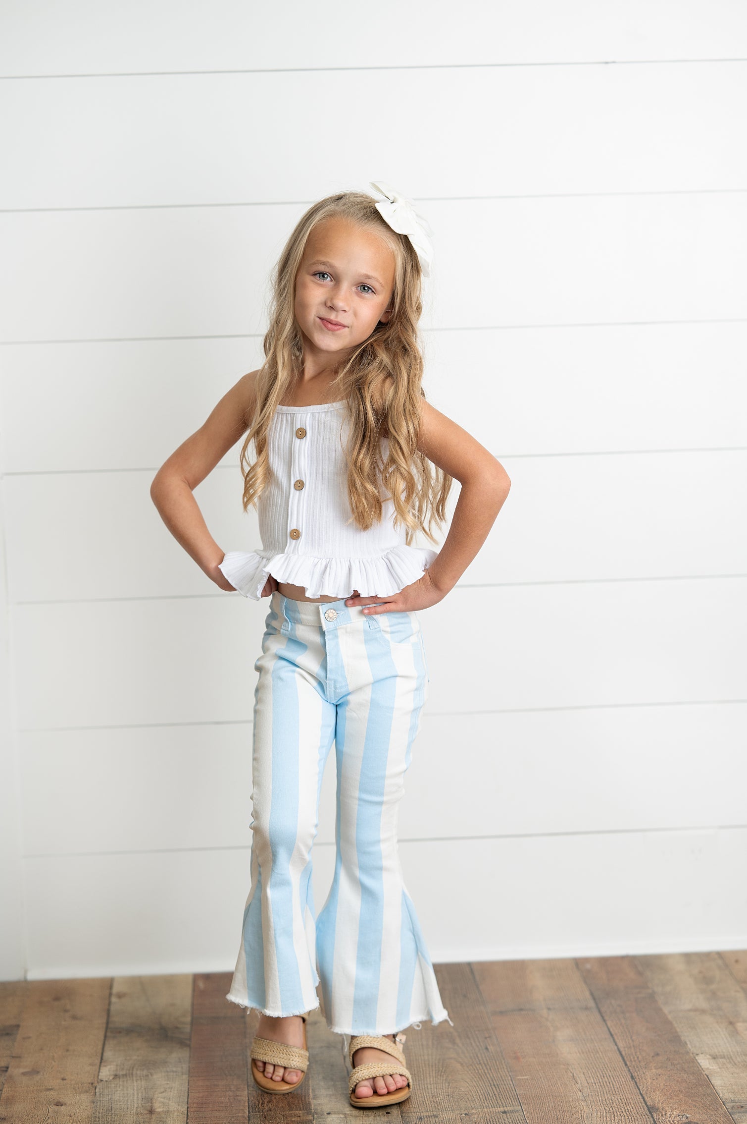 Light Blue Stripe Denim Pants