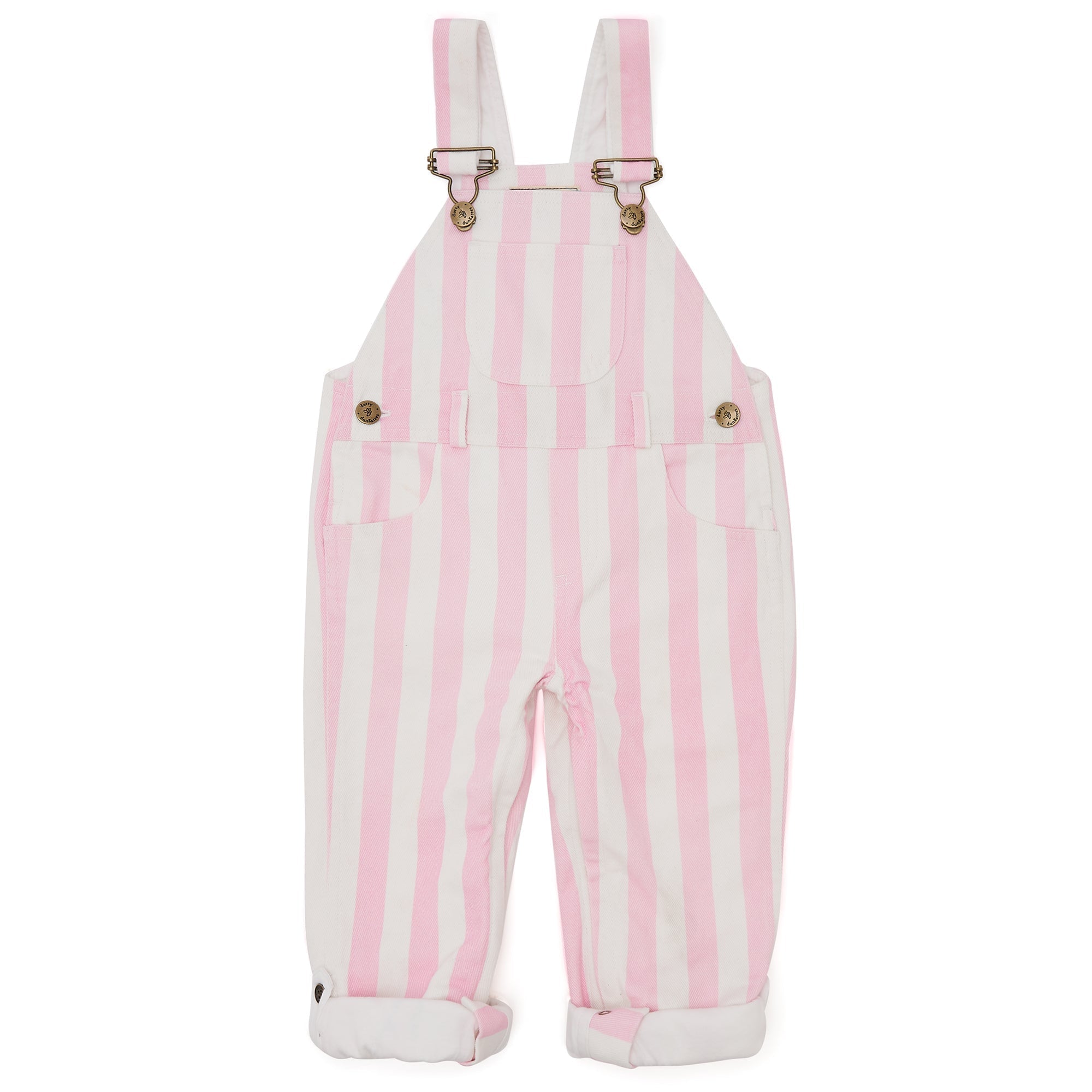 Classic Wide Stripe Denim Overalls - Pink