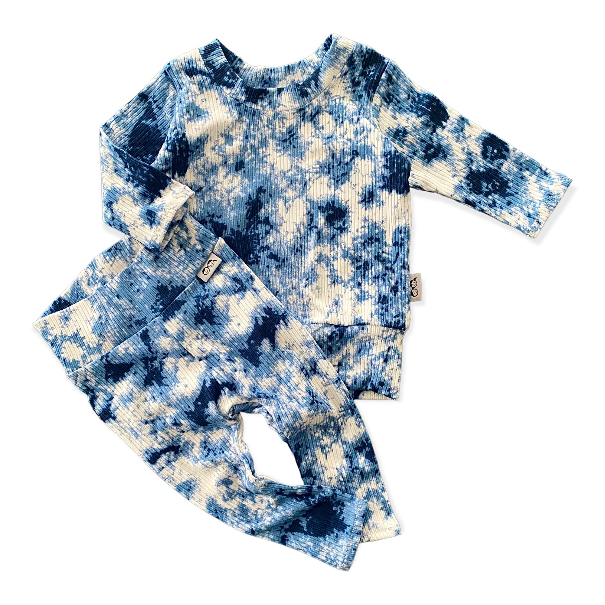 Denim Tie Dye Ribbed Lounge Set