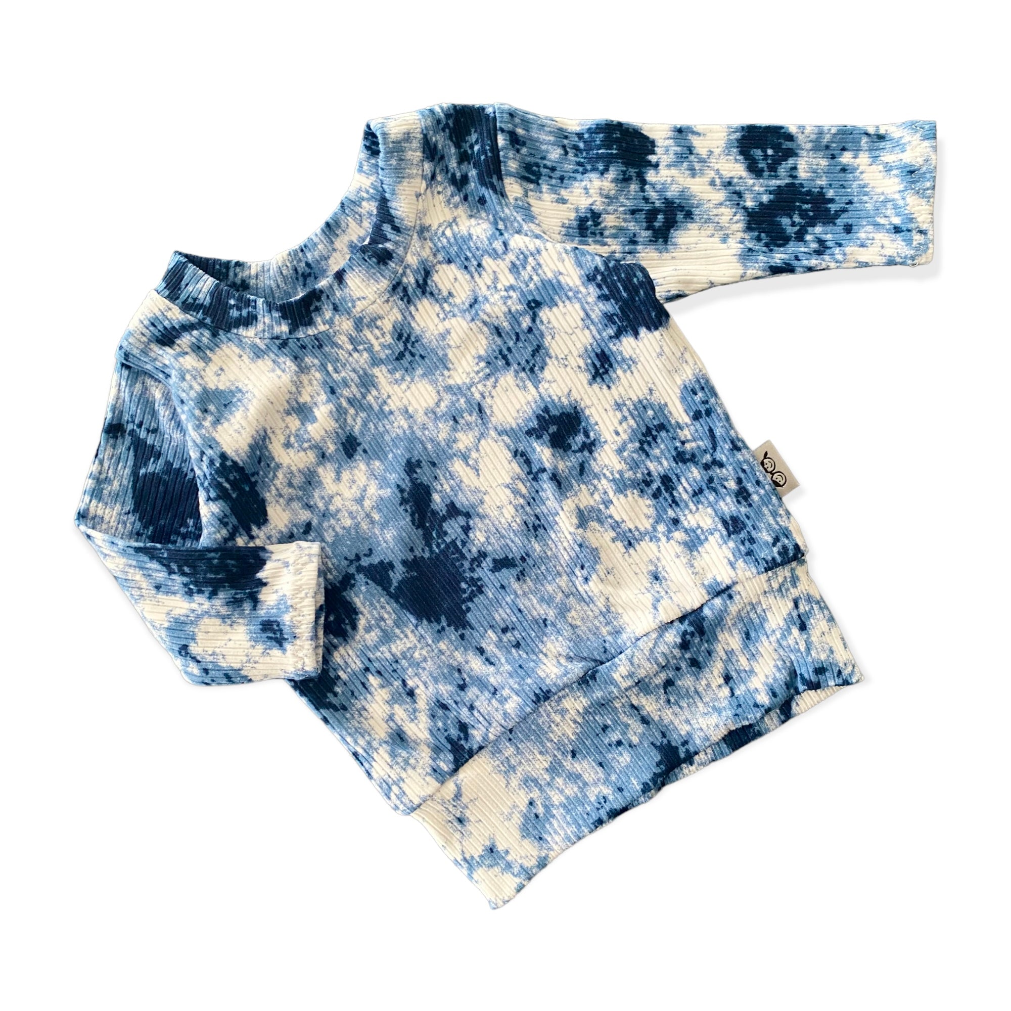 Denim Tie Dye Ribbed Lounge Set