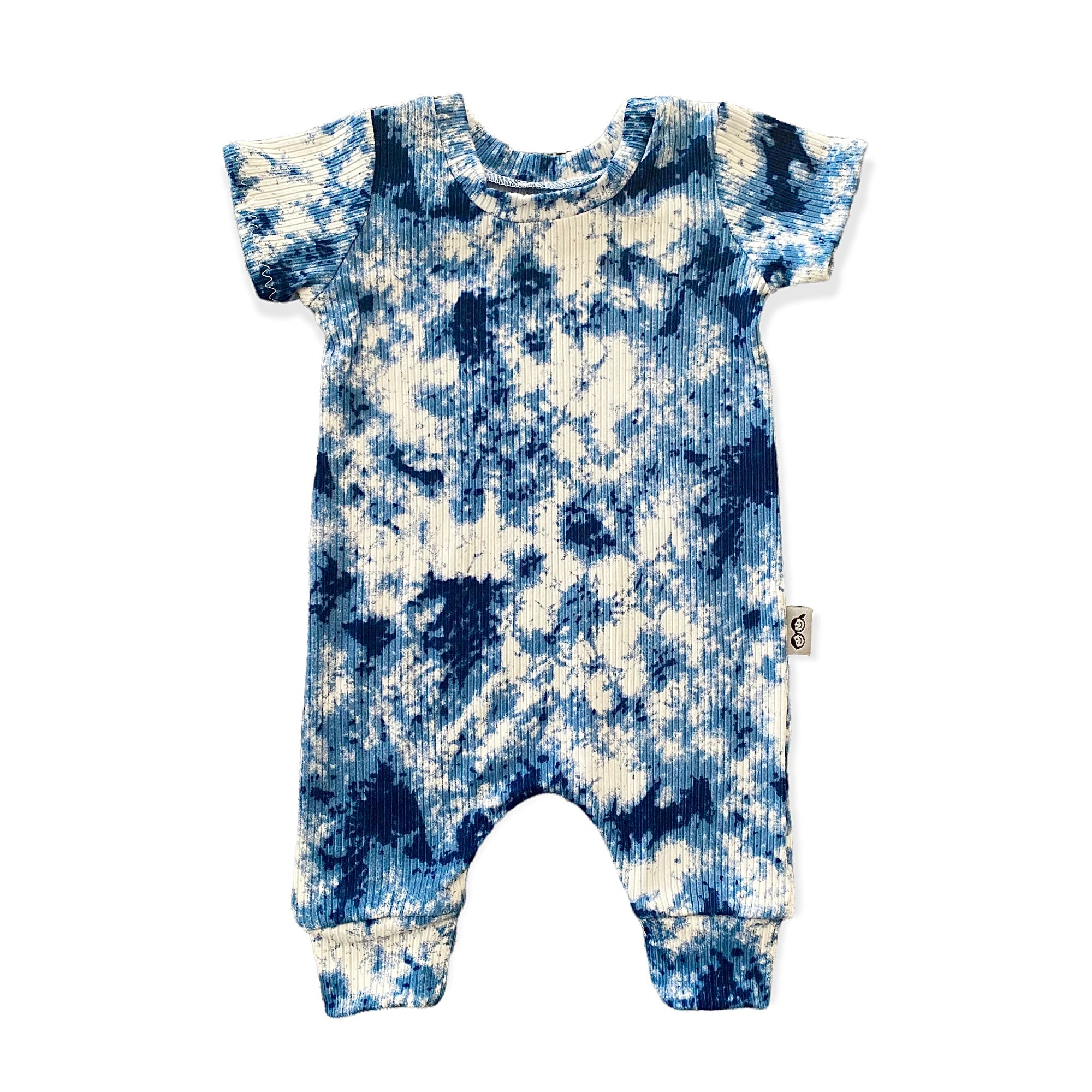 Denim Tie Dye Ribbed Harem Romper