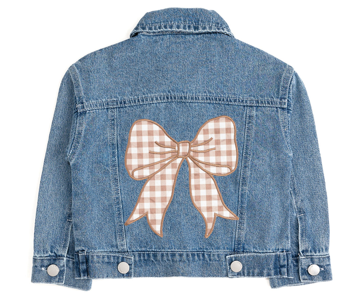 Gingham Bow Patch Denim Jacket