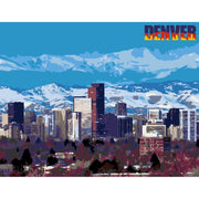 Denver Skyline – Paint By Numbers Kit | Artwille | 14x18 Inch Canvas