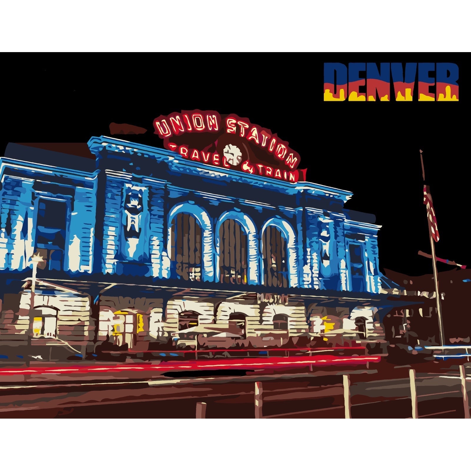 Denver Union Station – Paint By Numbers Kit | Artwille | 14x18 Inch Canvas