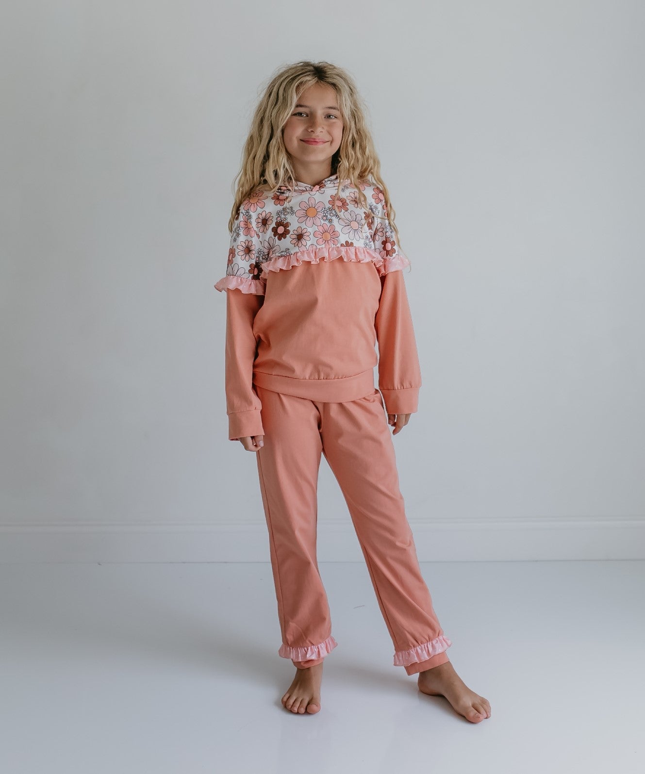 Desert Tan Retro Flower Hooded Set