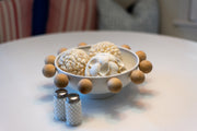 White Bowl With Wooden Orbs