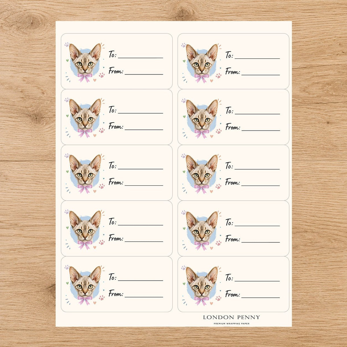 Devon Rex Purrfectly Yours Gift Tag Sticker Sheet
