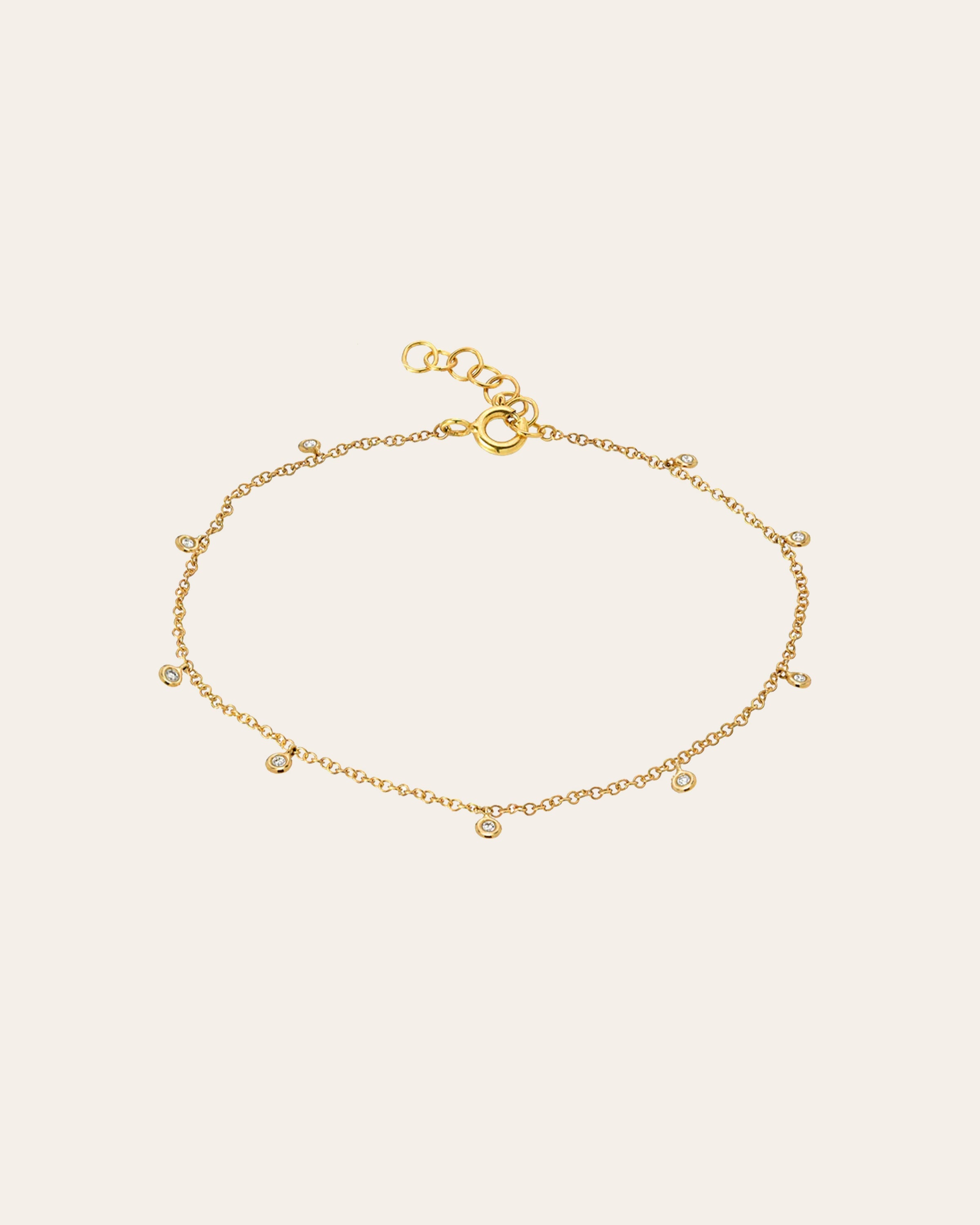 14k Gold Drop Bezel Anklet