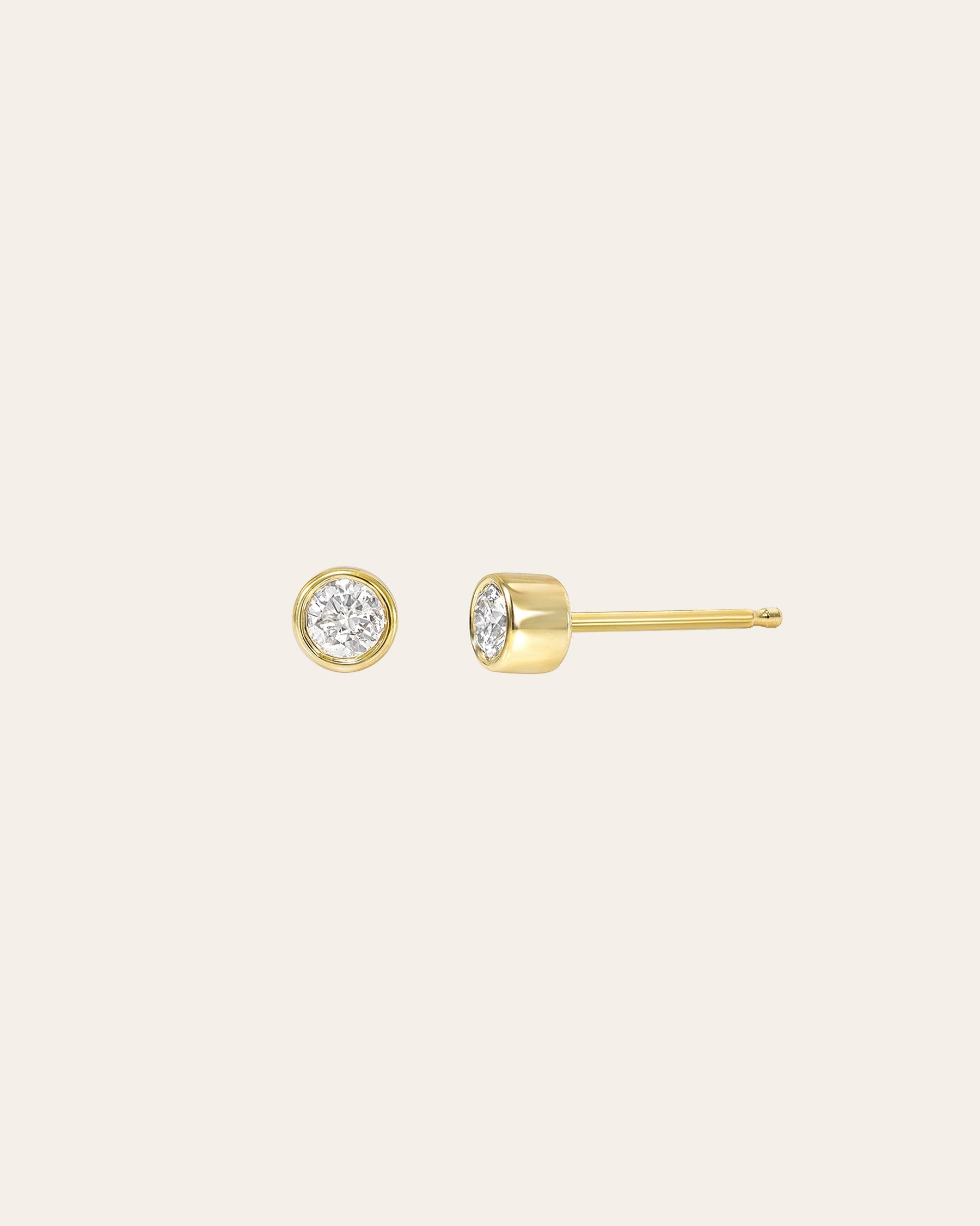 Bezel Diamond Stud Earrings