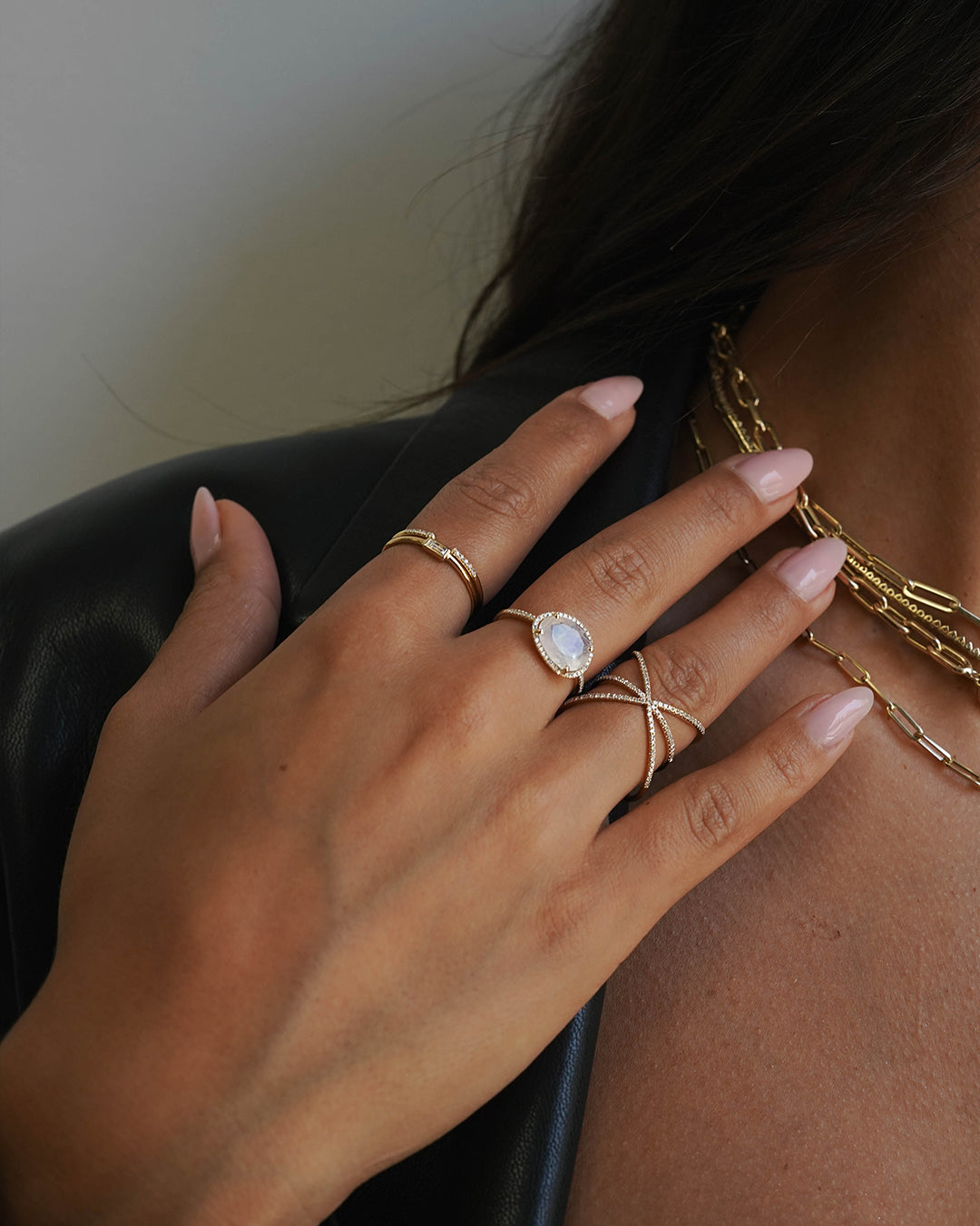 Diamond Moonstone Ring