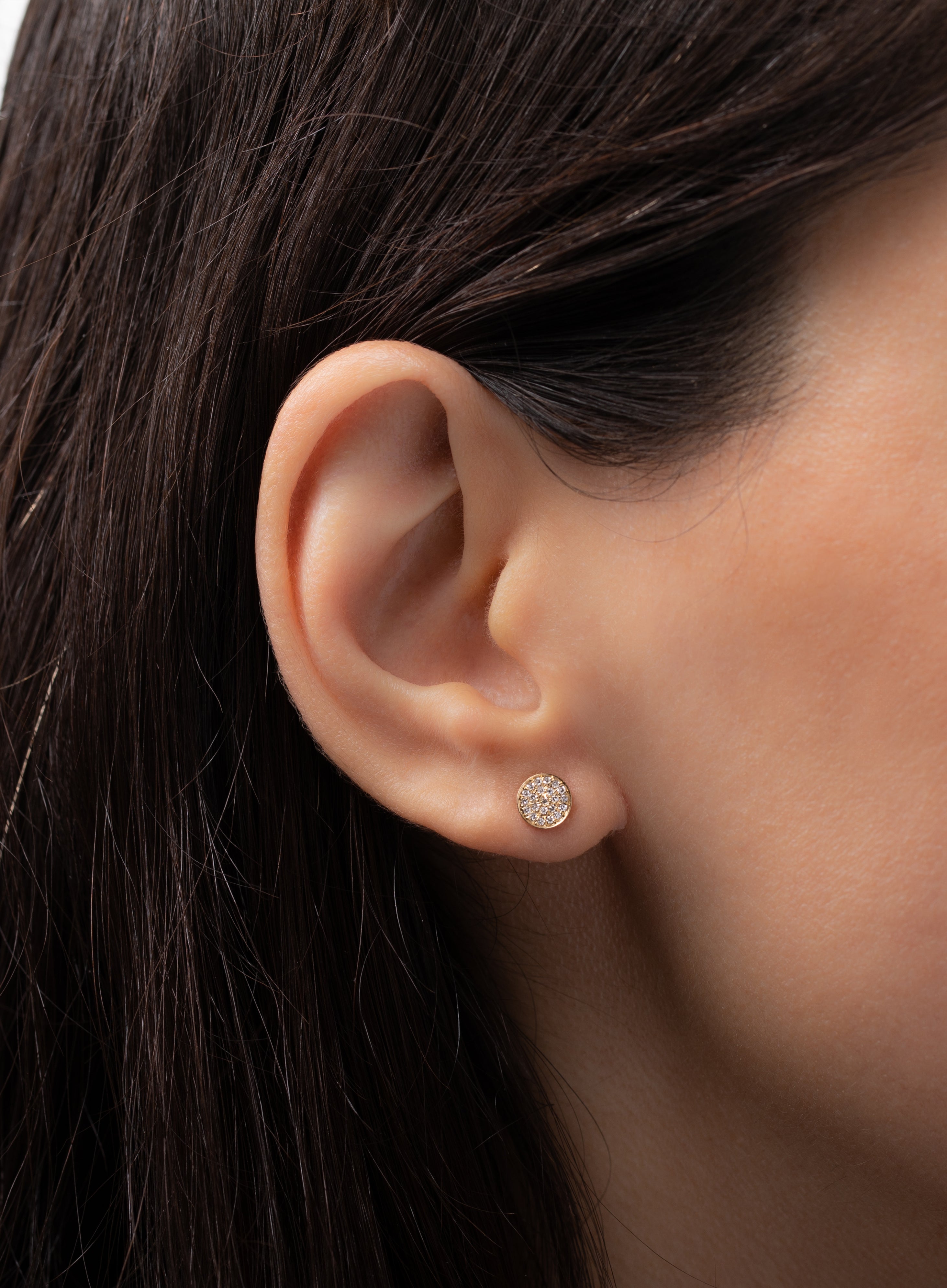 Diamond Disc Stud Earrings